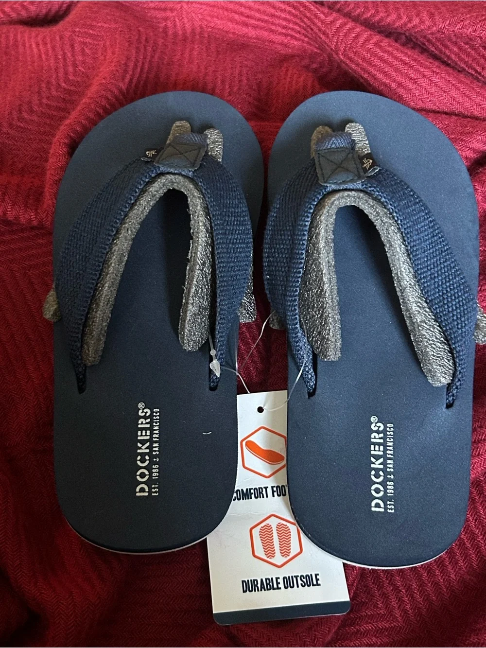 Dockers Navy and Gray Kids Thong Sandals